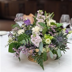 Gold footed container Autumn Arrangement